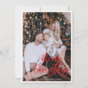 Invitación Navidades modernos adornan el guión rojo con foto