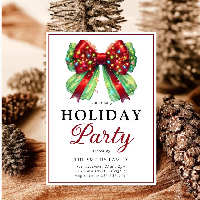 Invitación Navidades modernos de Bow alumbran fiesta navideña (Subido por el creador)