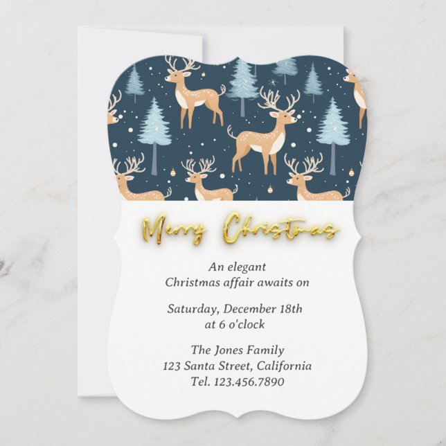 Invitación Navidades modernos de copos de nieve para renos de (Anverso)