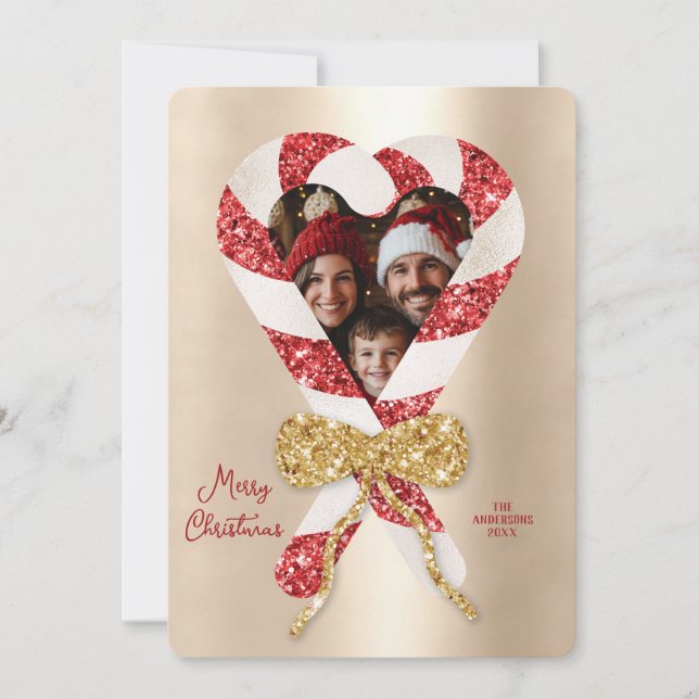 Invitación Navidades modernos de fotografía con marco de cara (Anverso)