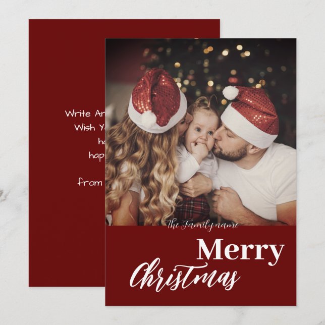 Invitación Navidades modernos de moda, foto de la familia Dar (Anverso / Reverso)