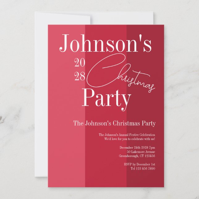 Invitación Navidades modernos Fiesta banda roja (Anverso)