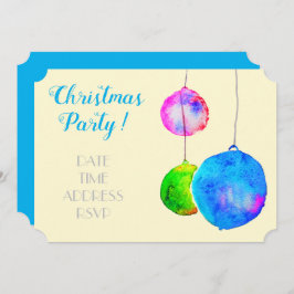Invitación Navidades modernos fiesta baubles rosas y azules