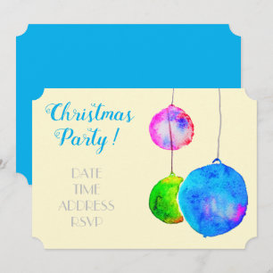 Invitación Navidades modernos fiesta baubles rosas y azules
