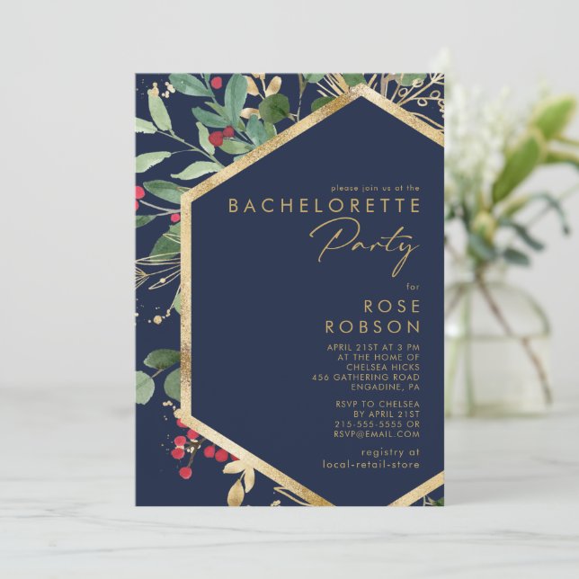 Invitación Navidades modernos Fiesta de Bachelorette de la Ma (Anverso de pie)