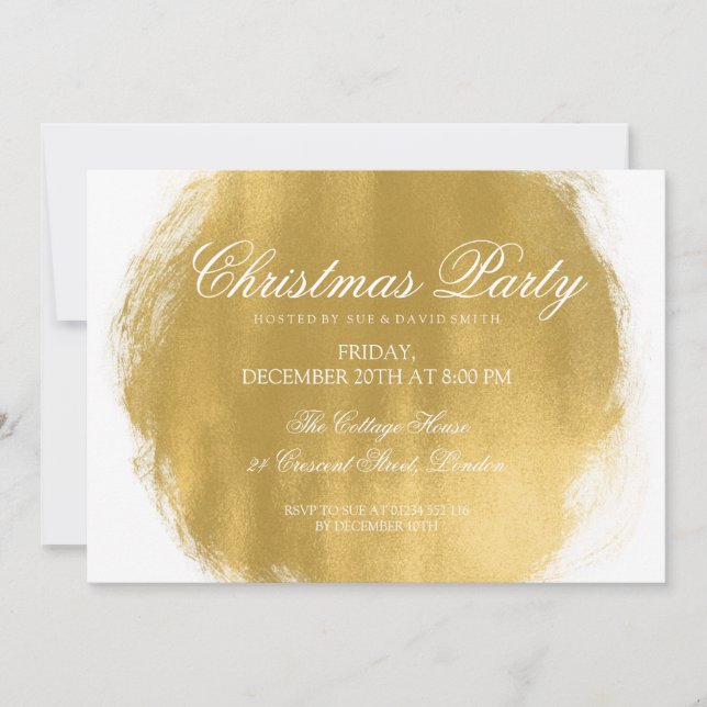 Invitación Navidades modernos Fiesta Gold Paint Look (Anverso)