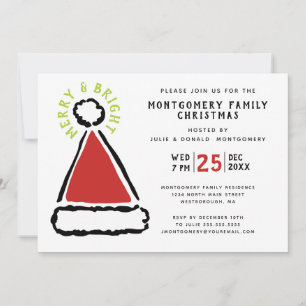 Invitación Navidades modernos fiesta navideña Red Santa Hat