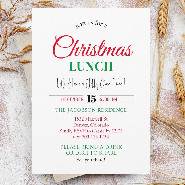Invitación Navidades modernos Lunch Xmas Fiesta de trabajo Ve (Subido por el creador)