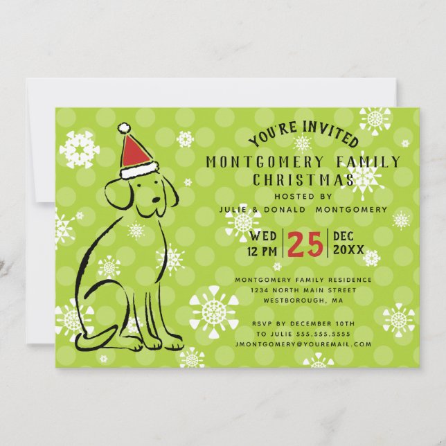 Invitación Navidades modernos perros fiesta de vacaciones Red (Anverso)