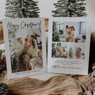 Invitación Navidades modernos y elegantes con familia de foto