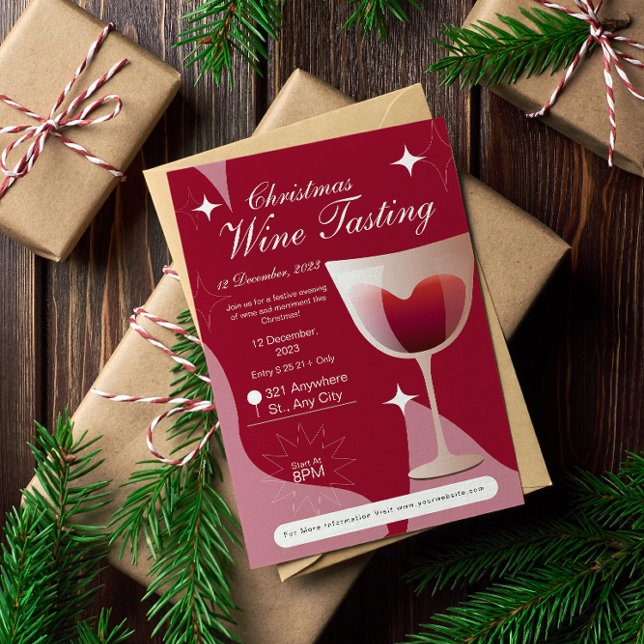 Invitación Navidades modernos y elegantes degustación de vino (Subido por el creador)
