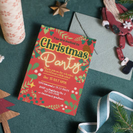 Invitación Navidades modernos y retro coloridos botánicos