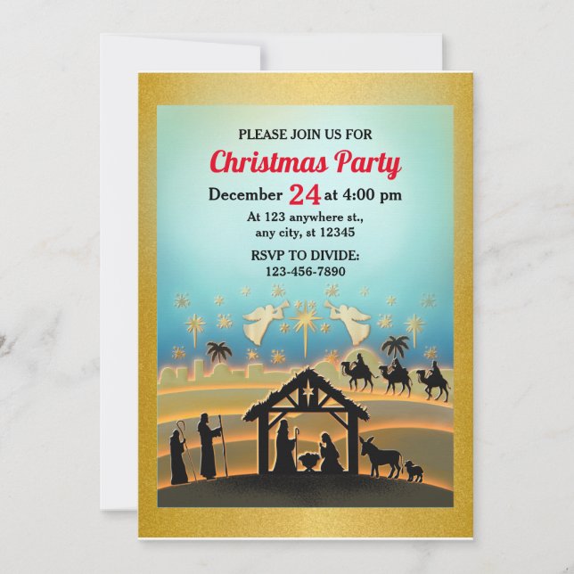 Invitación Navidades Natividad Niño Jesús en la escena del Ma (Anverso)