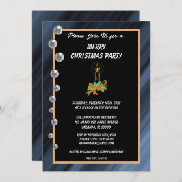 Invitación Navidades Navidades de canicas de plata y luz