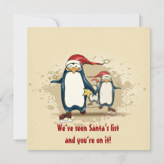 Invitación Navidades Navidades de los pingüinos en patinaje F