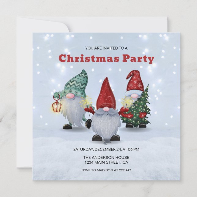 Invitación Navidades navidades Gnomes (Anverso)