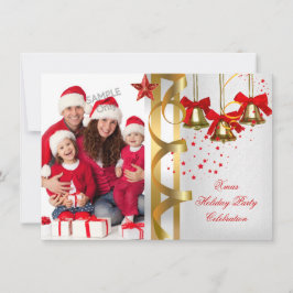 Invitación Navidades navideños fotográficos Fiesta Oro blanco