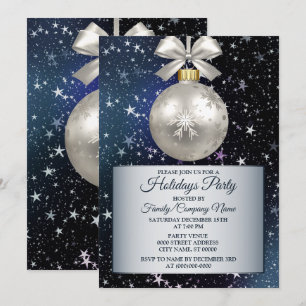 Invitación Navidades Navy Blue Ornament Luminosas Estrellas