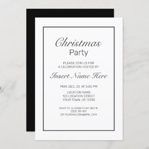 Invitación Navidades negros blancos Minimalistas modernos