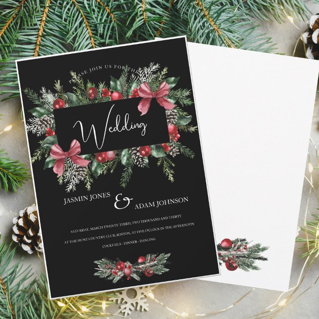 Invitación Navidades negros escriben Boda de la fiesta de inv (Subido por el creador)
