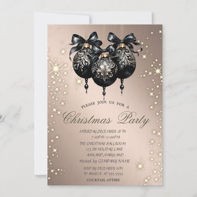 Invitación Navidades negros golpea a Rosa Fiesta de Navidades (Anverso)