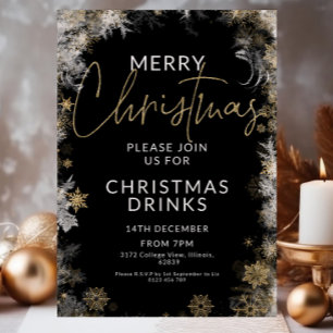 Invitación Navidades negros y de oro beben Fiesta