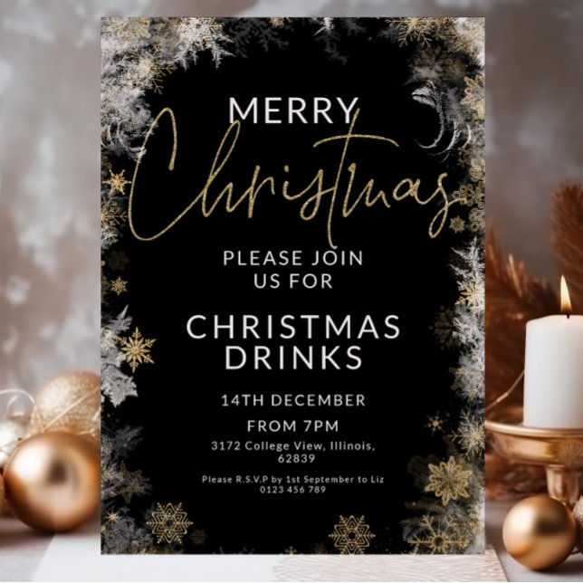 Invitación Navidades negros y de oro beben Fiesta (Subido por el creador)