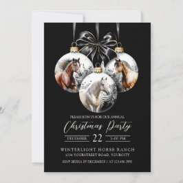 Invitación Navidades negros y dorados de caballos