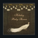 Invitación Navidades neutrales de pavo real de clase Baby Sho<br><div class="desc">Hermosos, glamorosos, elegantes Navidades neutros de oro y marrón Baby Shower invita con un elegante pavo real blanco, adornos colgantes de bonito dorado y arcos. Moda, estilo moderno invitaciones festivas con un ambiente romántico y elegante. Todo el texto es totalmente personalizable para satisfacer sus necesidades. También se pueden cambiar el...</div>