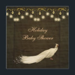 Invitación Navidades neutrales de pavo real de clase Baby Sho<br><div class="desc">Hermosos, glamorosos, elegantes Navidades neutros de oro y marrón Baby Shower invita con un elegante pavo real blanco, adornos colgantes de bonito dorado y arcos. Moda, estilo moderno invitaciones festivas con un ambiente romántico y elegante. Todo el texto es totalmente personalizable para satisfacer sus necesidades. También se pueden cambiar el...</div>