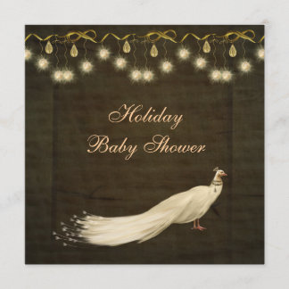 Invitación Navidades neutrales de pavo real de clase Baby Sho