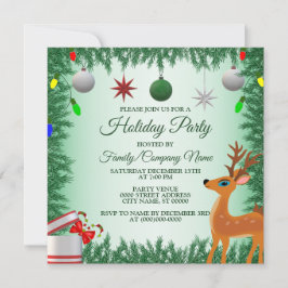 Invitación Navidades Niños Renos Fiestas verdes