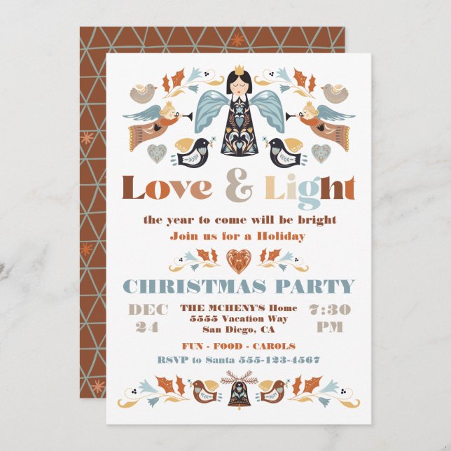 Invitación Navidades nórdicos de amor y vacaciones ligeras Fi (Anverso / Reverso)