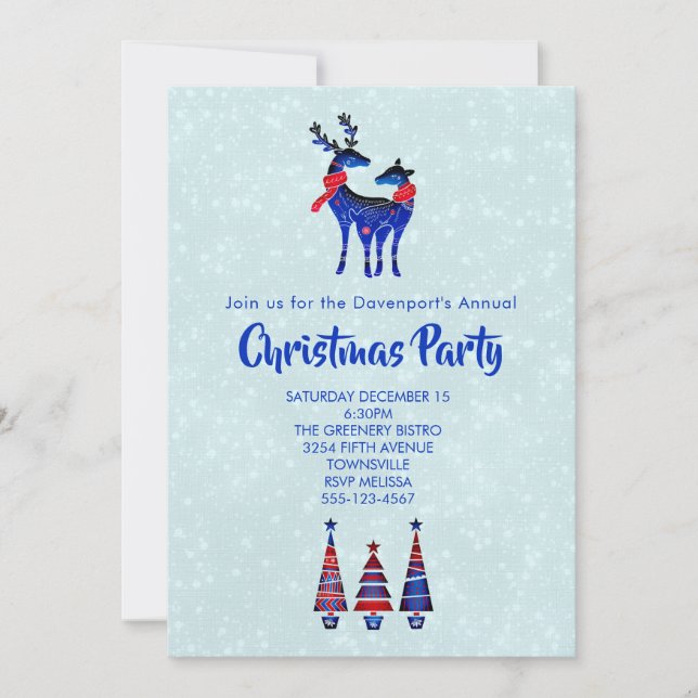 Invitación Navidades nórdicos Fiesta de pares de renos (Anverso)