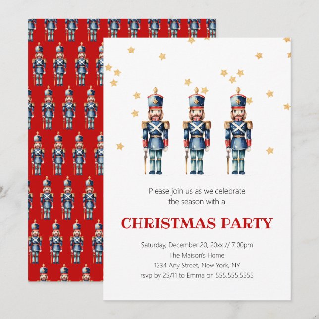 Invitación Navidades Nudiciarios Rojos y Azules | Vacaciones (Anverso / Reverso)