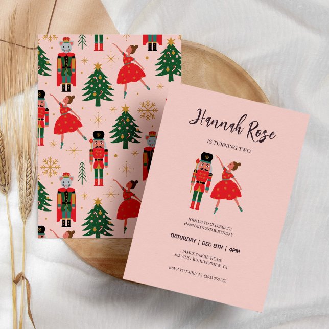 Invitación Navidades Nutcracker Ballerina Baby Girl Cumpleaño (Subido por el creador)