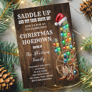 Invitación Navidades occidentales Boots Country Boots Cactus 