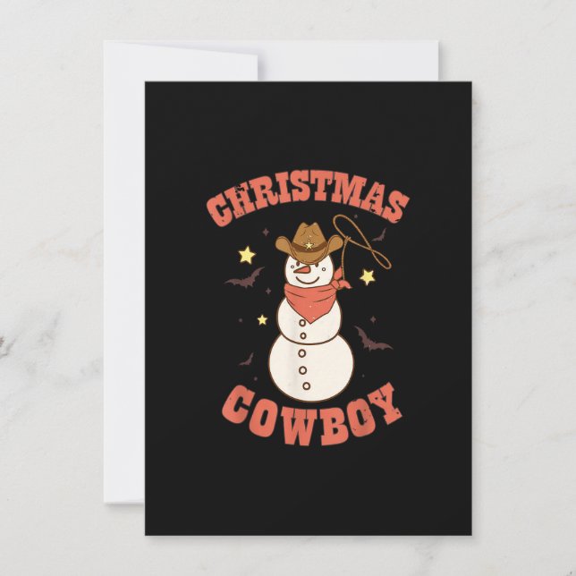 Invitación Navidades occidentales Cowboy Snowman Merry Xmas G (Anverso)