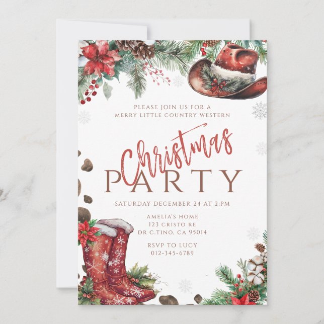 Invitación Navidades occidentales Fiesta de boots en el país (Anverso)