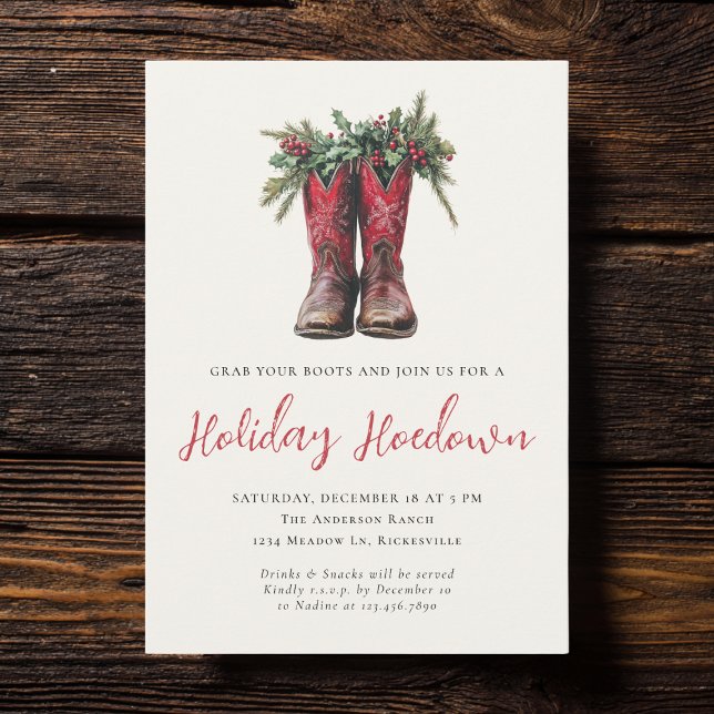 Invitación Navidades occidentales Fiesta de Hoedown Boots vac (Subido por el creador)