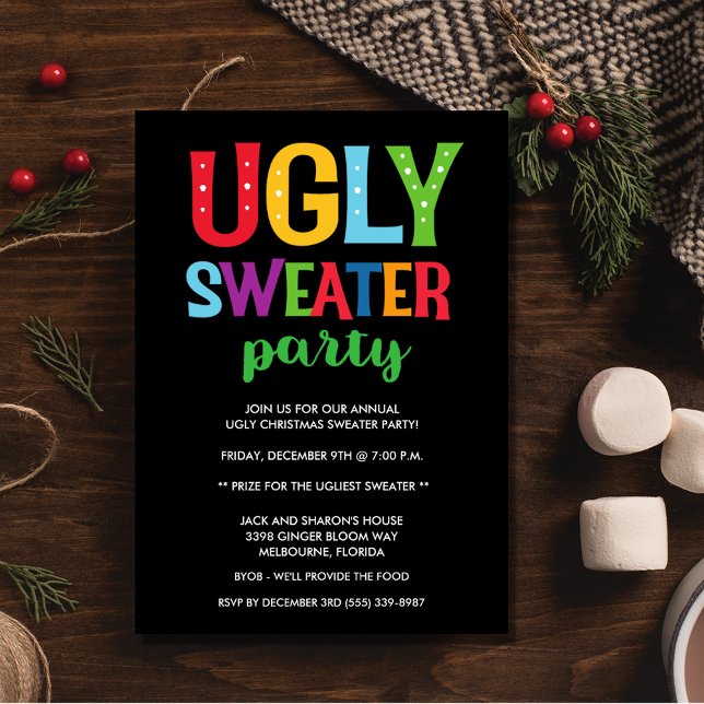 Invitación Navidades Oficina de suéter feo Fiesta adulto (Christmas Ugly Sweater Office Adult Party Invitation)