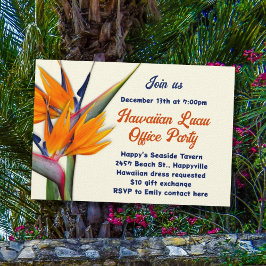 Invitación Navidades Oficina Fiesta Hawaiian Luau Tema