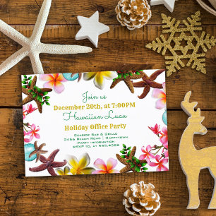 Invitación Navidades Oficina Fiesta Luau Starfish Border