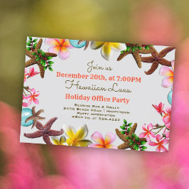 Invitación Navidades Oficina Fiesta Luau Starfish Border