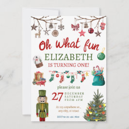 Invitación Navidades Oh Qué Divertido Primer Cumpleaños