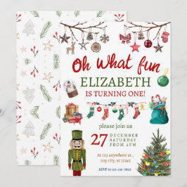 Invitación Navidades Oh Qué Divertido Primer Cumpleaños