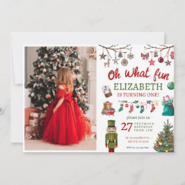 Invitación Navidades Oh Qué Divertido Primer Cumpleaños