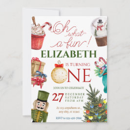 Invitación Navidades Oh Qué Divertido Primer Cumpleaños