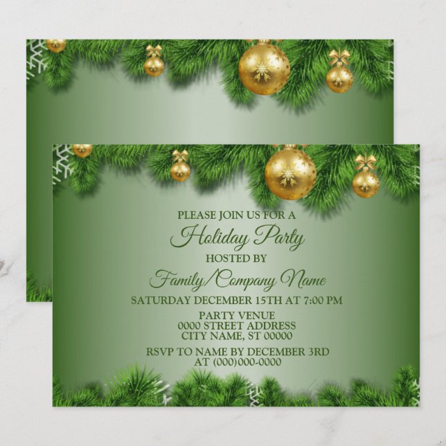 Invitación Navidades Ornamentos Fiesta de vacaciones (Anverso / Reverso)