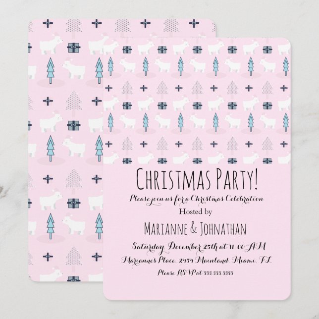 Invitación Navidades Oso PolarPresenta Patrón de Árboles de v (Anverso / Reverso)